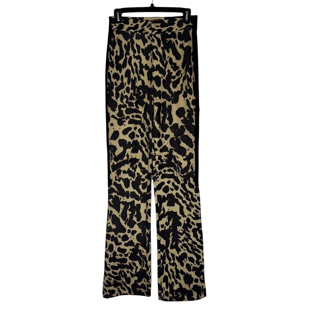 Miia Animal Print Flare Leg Pants with Side Stripe‎ Womens Trendy Fashion